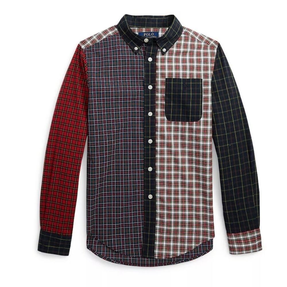 Polo Ralph Lauren Plaid Cotton Poplin Fun Shirt Boys Multi Size 5 New